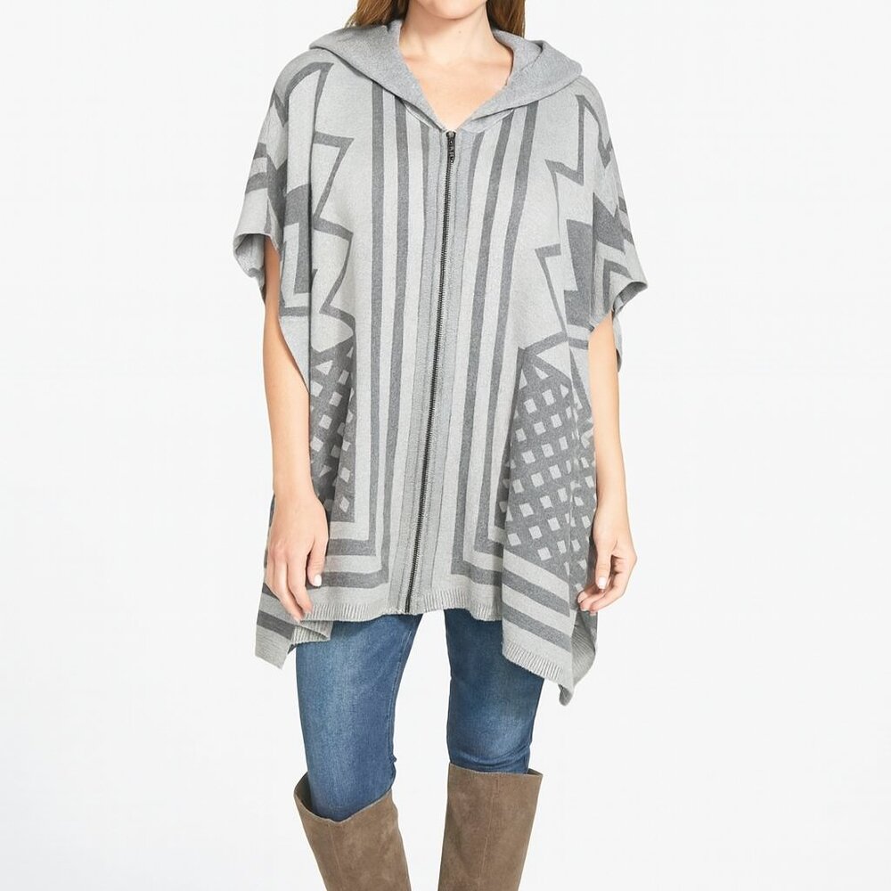 Walter Baker Reza Poncho Hooded Sweater Zip Tunic
